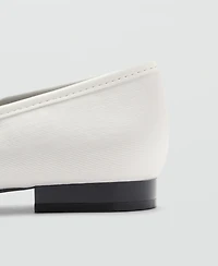 Mango Women's Strip And Bow Detail Ballerina Shoes