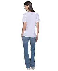 Karl Lagerfeld Paris Women's Embellished Stripe Crewneck Tee