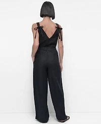 Dkny Womens Linen Tie Strap Tank Top Wide Leg Pull On Pants