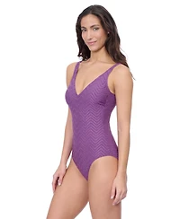 Profile by Gottex Women's Blend V Neck Texture One Piece