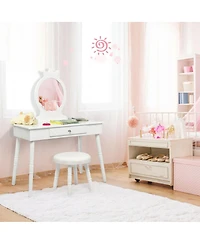 Gouun Kids Vanity Makeup Table & Chair Set Make Up Stool