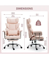 Dyhome Faux Leather Gaming Chair, Ergonomic High-Back Office Chair With Tilt and Swivel, Reclining Computer Desk for Women, Men