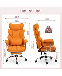 Dyhome Faux Leather Gaming Chair, Ergonomic High-Back Office Chair With Tilt and Swivel, Reclining Computer Desk for Women, Men