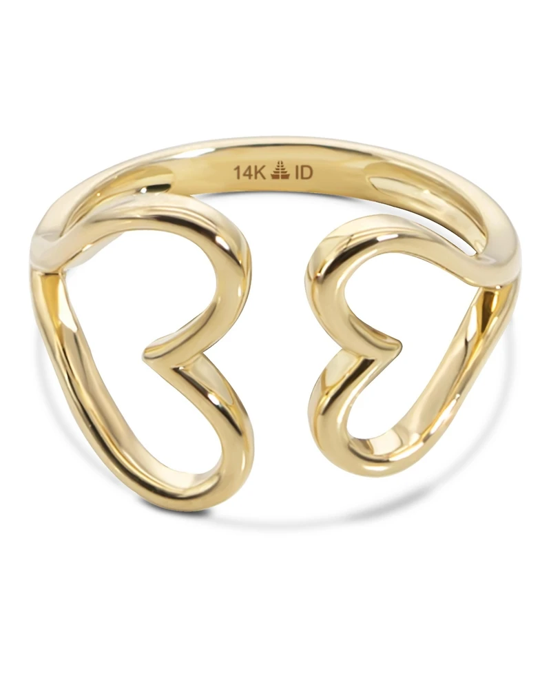 Devata Couple Heart Ring in 14K Gold, Size 6, approx. 2.8 grams.