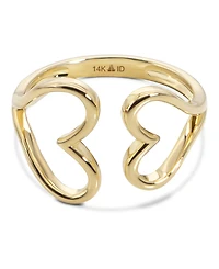 Devata Couple Heart Ring in 14K Gold, Size 6, approx. 2.8 grams.