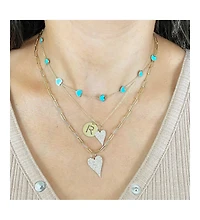 The Lovery Turquoise Heart Station Necklace 14K Gold