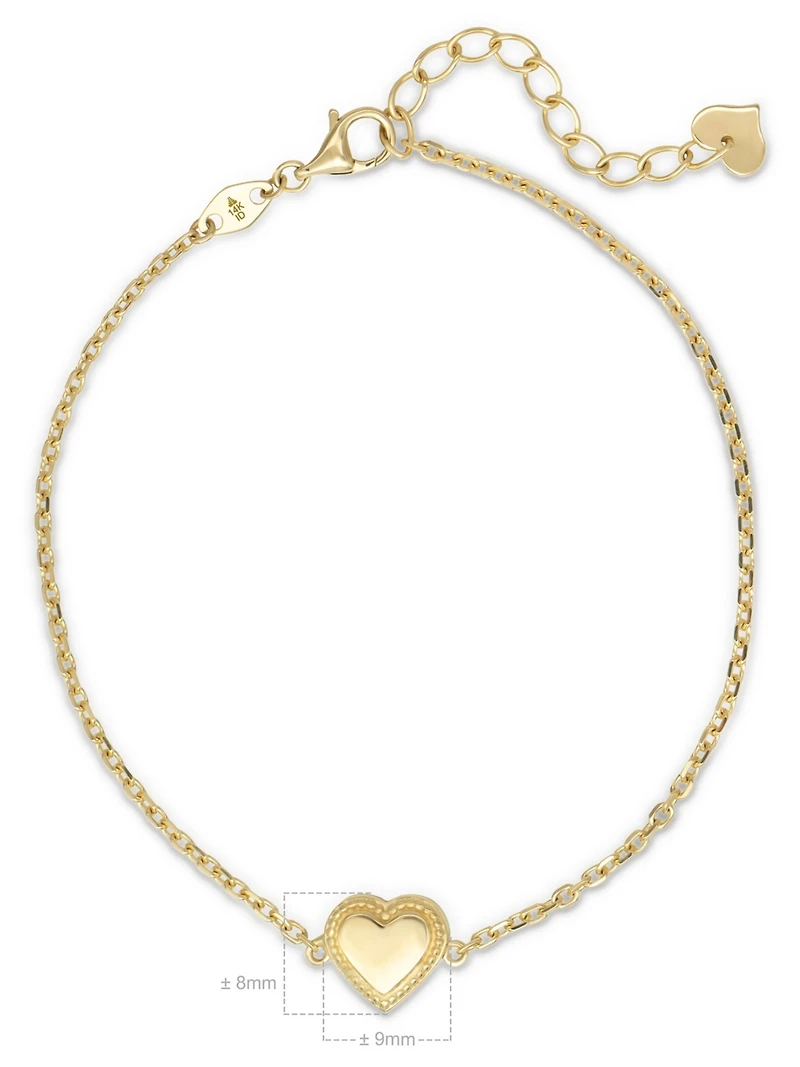 Devata Sweet Heart Chain Bracelet in 14K Gold, 6.5 in adj to 7.5 in, approx. 2.5 grams.