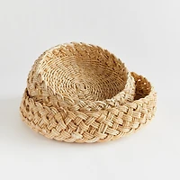 27" Abaca French Braided Handcrafted Decorative Baskets Set of 2