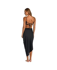 Sunshine 79 Women's Cover Up Swim Solids Convertible Faux Wrap