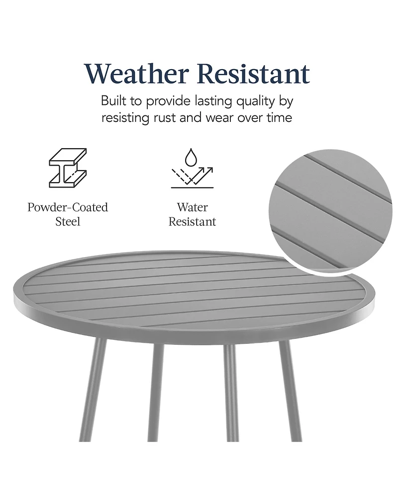 Best Choice Products 3-Piece Steel Patio Bar Height Round Bistro Set w/ Backless Stools
