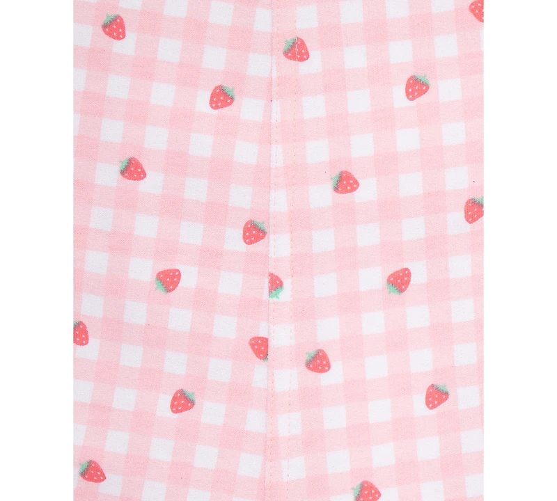 Little Me Baby Girls 2-Pc. T-Shirt & Strawberry Check Shortall Set
