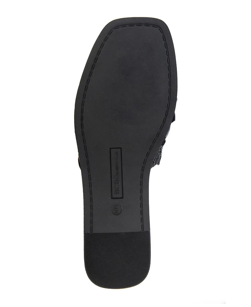 BCBGeneration Women's Mazey Flower Slide Flat Sandals