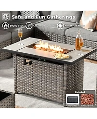 Xizzi 13 Pieces Patio Furniture Set,Outdoor Sectional Sofa Couch Set,Modern Conversation Set with Rectangular Fire Pit Table,Wide Armrests and D