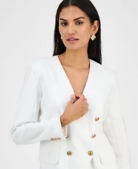 I.n.c. International Concepts Women's Linen-Blend Collarless Blazer, Exclusively at Macy's
