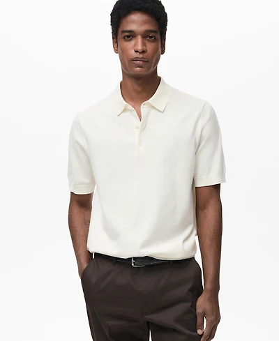 Mango Men's Cotton Fine Knit Polo Shirt