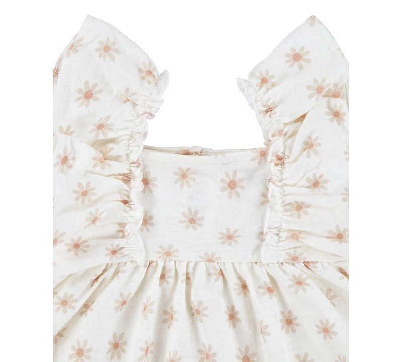 Huggies Baby Girls Ruffled-Sleeve Jersey Dress & Bloomer Set