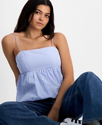 Madden Girl Juniors' Poplin Bubble Tank Top