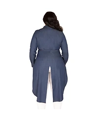 Poetic Justice Plus Fishtail Tencel Denim High-Low Wrap Shirt