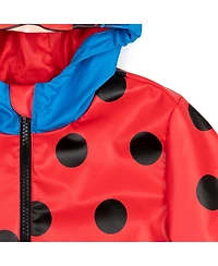Miraculous Girls Ladybug Zip Up Waterproof Hooded Rain Jacket Coat