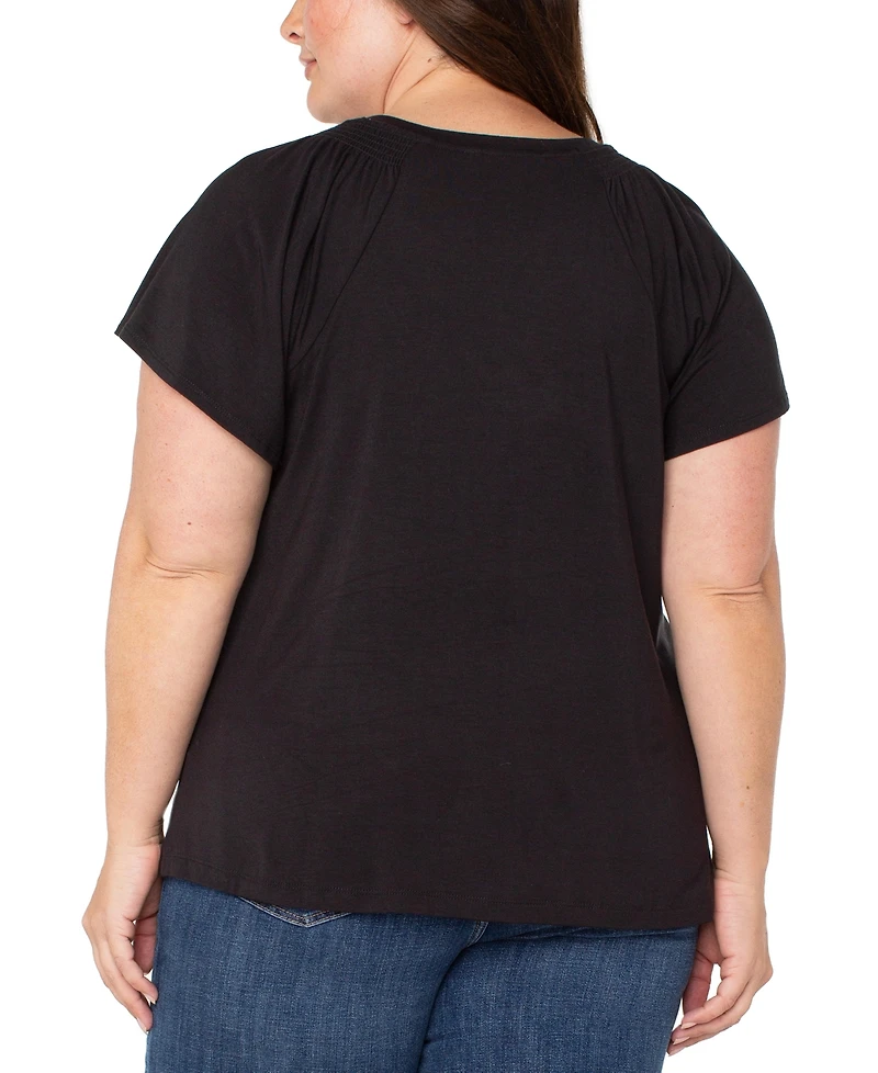 Liverpool Plus V-Neck Flutter Sleeve Top