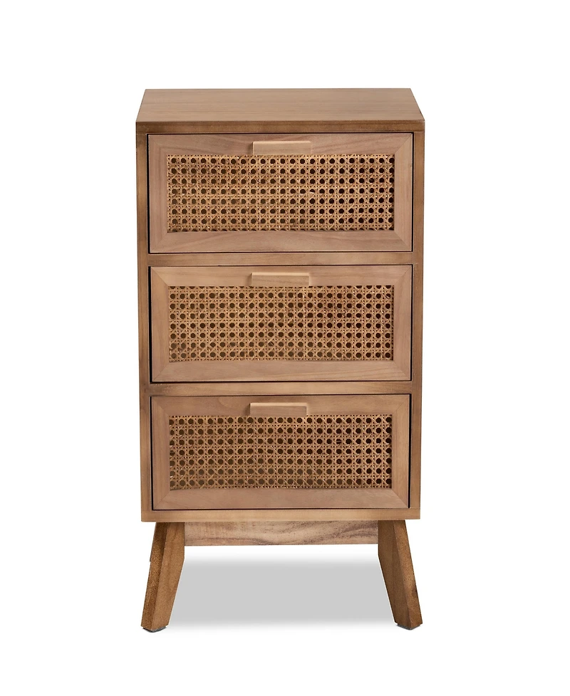 Baxton Studio 15.7" Finished Wood Baden Mid-Century Modern 3-Drawer End Table