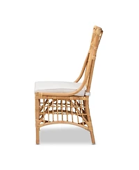 bali & pari 19" Upholstered and Rattan Rose Modern Bohemian Dining Chair