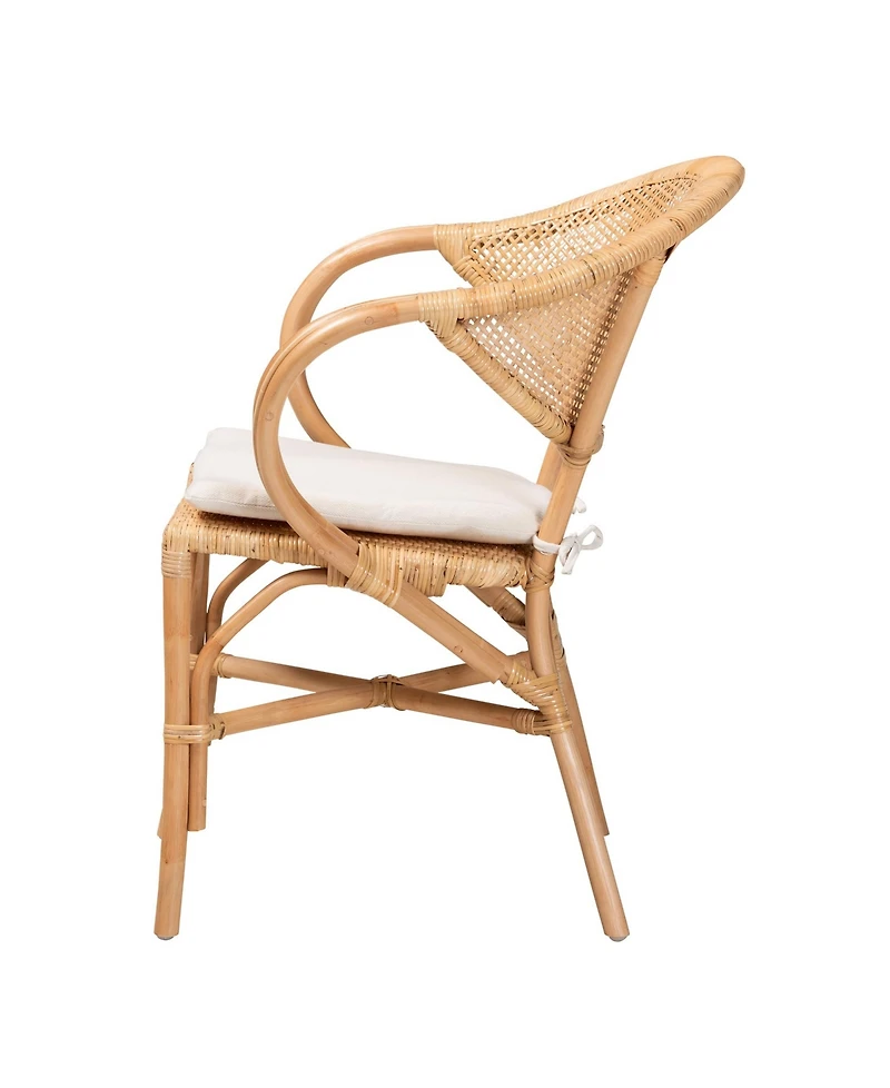 bali & pari 24" Finished Rattan Varick Modern Bohemian Dining Chair