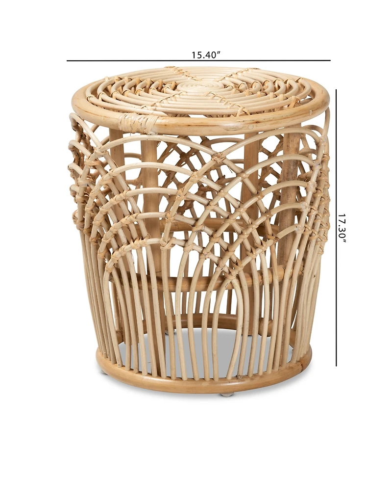 bali & pari 15.4" Finished Rattan Edena Modern Bohemian End Table