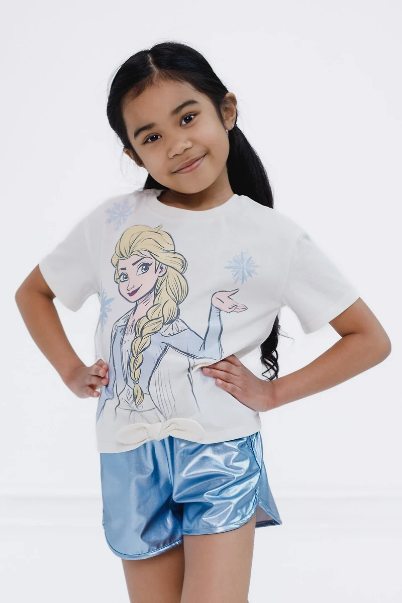 Frozen Toddler Girls Disney Queen Elsa T-Shirt and Shorts Outfit Set
