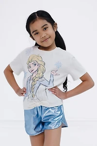 Frozen Toddler Girls Disney Queen Elsa T-Shirt and Shorts Outfit Set