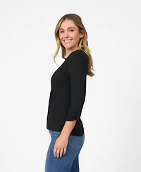 Cable & Gauge Women's Pintuck Pleat Henley Top
