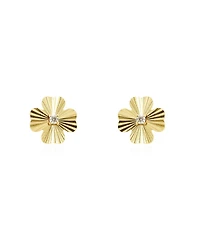 The Lovery Fluted Gold Four Leaf Clover Stud Earrings 14K Gold