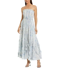 Mac Duggal Women's Floral Cotton Ruffle Strapless Gown