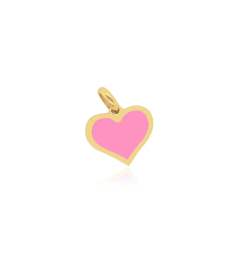 The Lovery Bubblegum Pink Heart Charm 14K Gold 14 millimeters