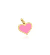 The Lovery Bubblegum Pink Heart Charm 14K Gold 14 millimeters