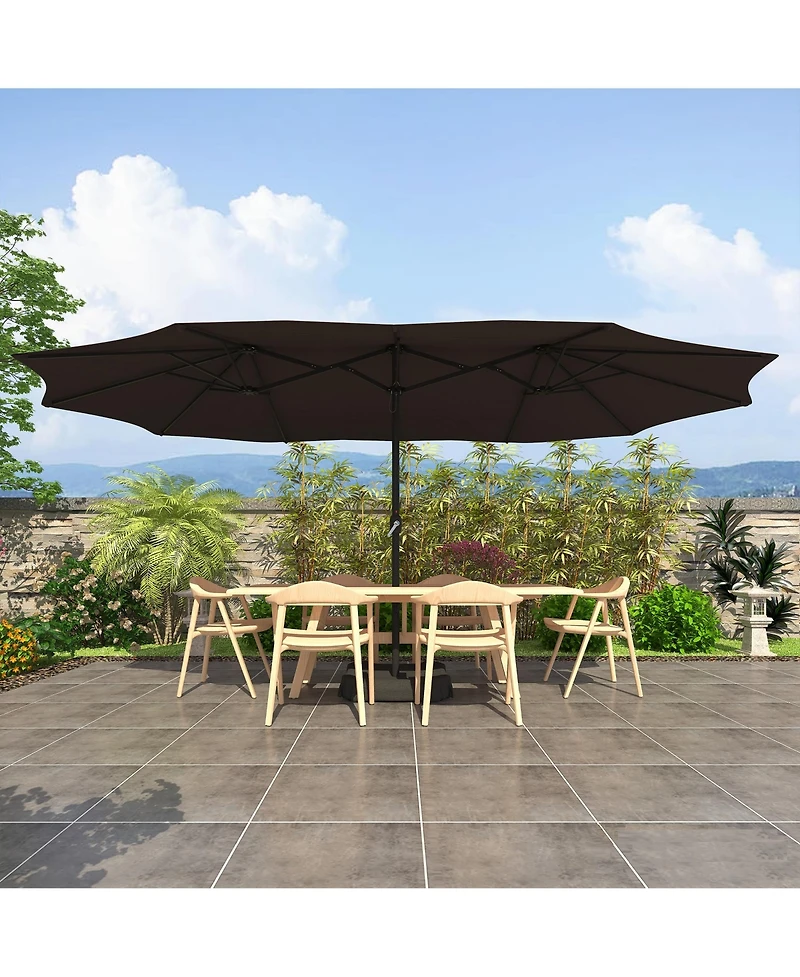 Mondawe 15 ft Double Sided Twin Outdoor Patio Market Umbrella