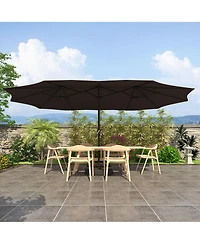 Mondawe 15 ft Double Sided Twin Outdoor Patio Market Umbrella