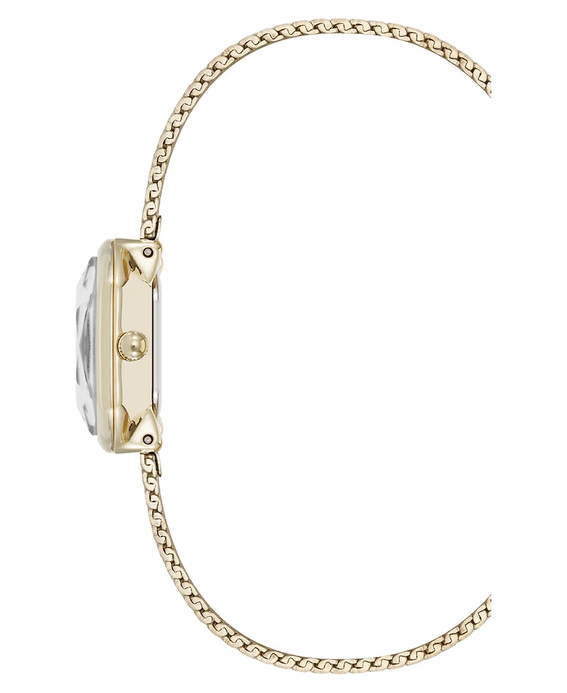 Anne Klein Women's Quartz Estate Octagonal Black and Gold-Tone Stainless Steel Mesh Bracelet Watch, 24mm