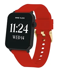 Anne Klein Women's Connect It Stellar Smartwatch with Gold-Tone Stainless Steel Mesh and Red Silicone Band, 45mm