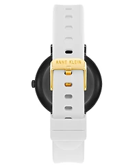 Anne Klein Women's Connect It Prism Smartwatch with Gold-Tone Metal Alloy and White Silicone Band, 30mm