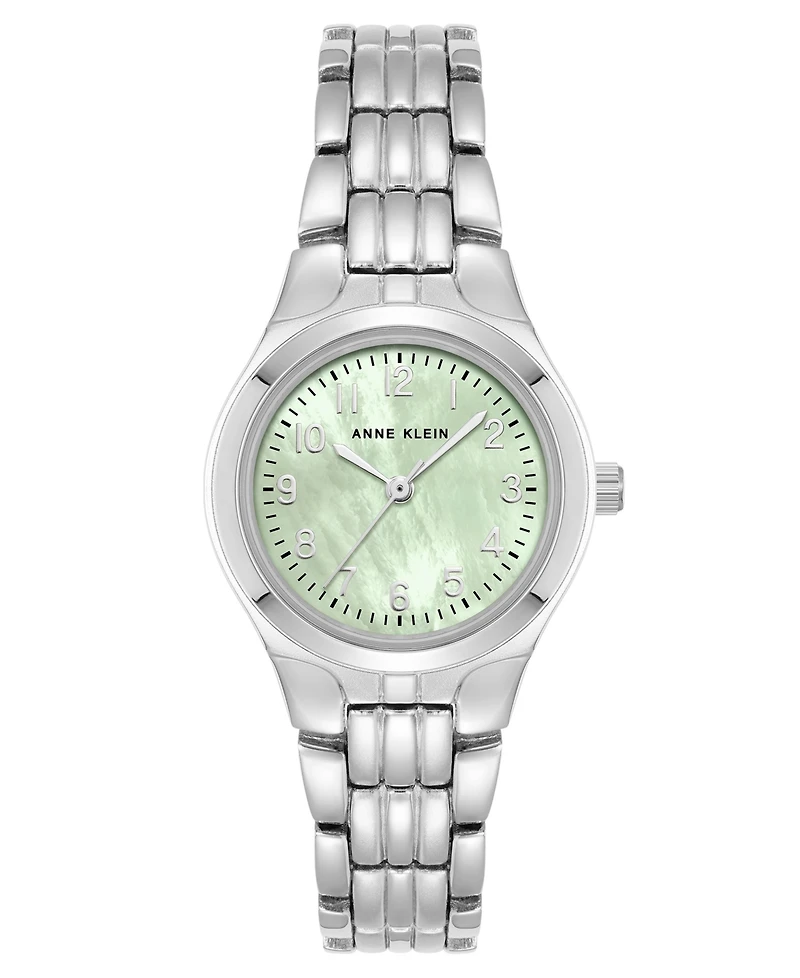 Anne Klein Women's Quartz Mint and Silver-Tone Metal Alloy Classic Easy to Read Dial Watch, 26mm