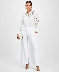 I.n.c. International Concepts Women's Eyelet Cotton Blouse, Exclusively at Macy's