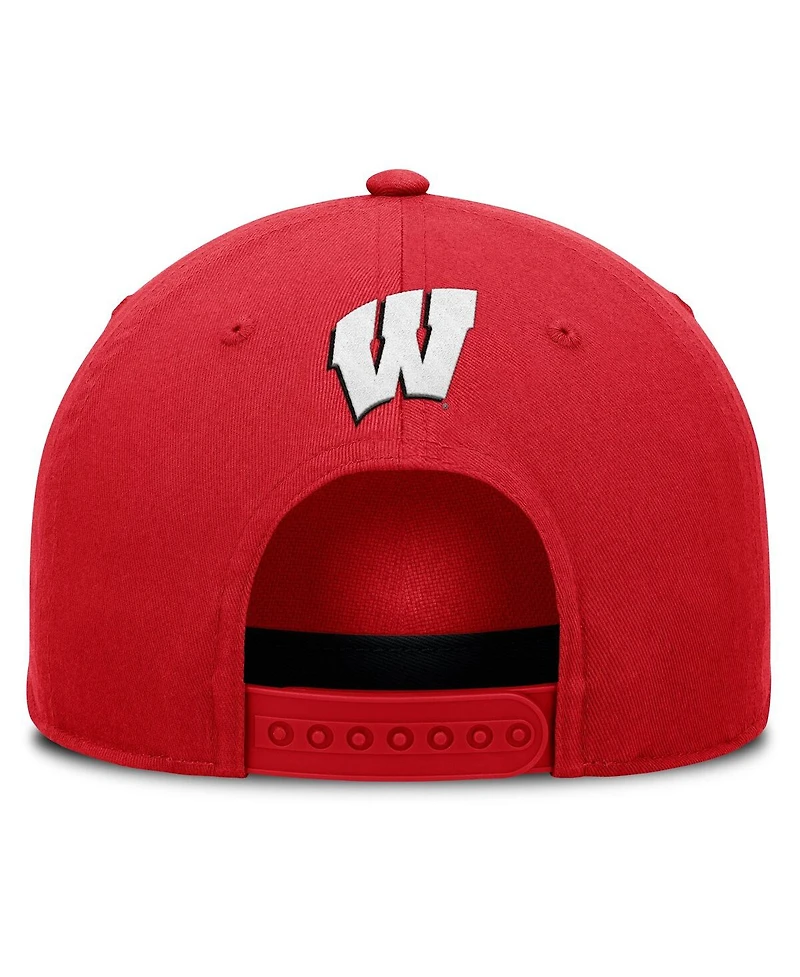 Fanatics Men's Red Wisconsin Badgers Foul Ball Rope Adjustable Hat