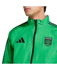 Adidas Men's Green/White Austin Fc 2025 Anthem Reversible Full-Zip Jacket