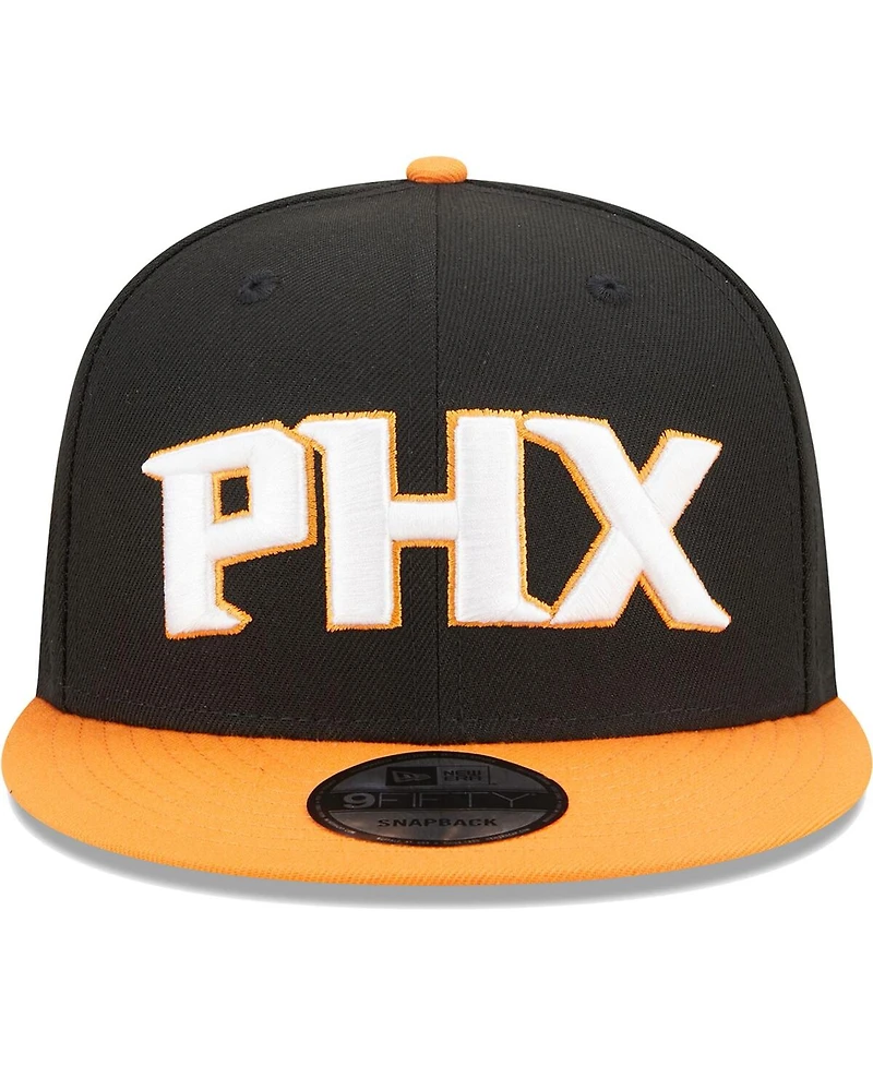 New Era Men's Black/Orange Phoenix Suns Jersey Hook Statement Edition 9FIFTY Snapback Hat