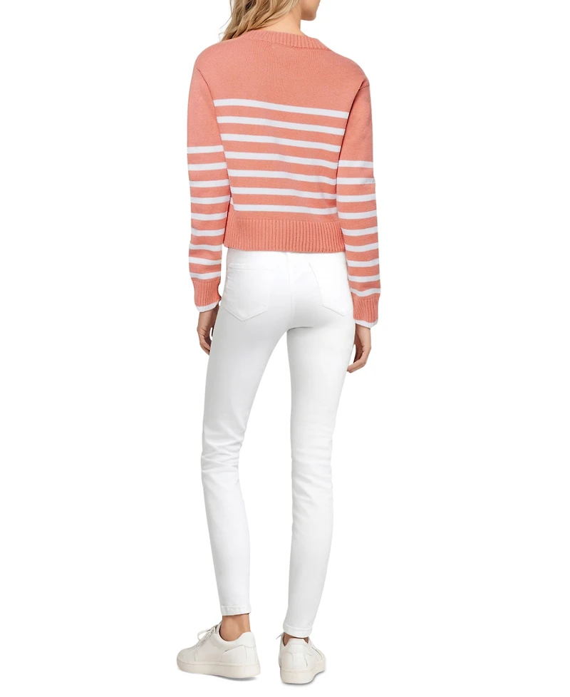 Three Dots Women's Marin Striped Long-Sleeve Sweater