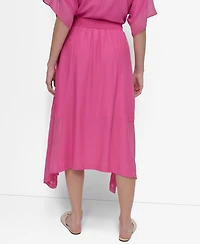 Dkny Women's Handkerchief Hem Mixed Media Maxi Skirt