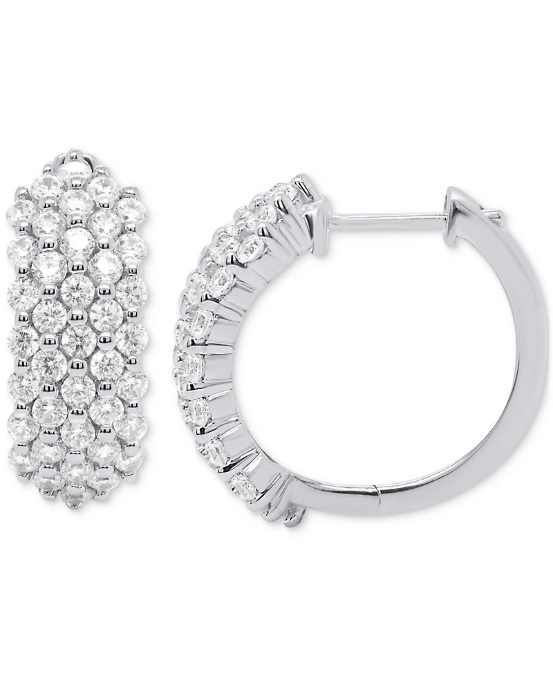 Forever Grown Diamonds Lab Grown Diamond Cluster Small Hoop Earrings (2 ct. t.w.) in Sterling Silver or 14k Gold-Plated Sterling Silver
