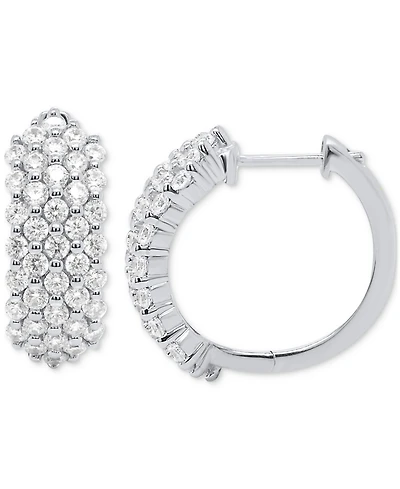 Forever Grown Diamonds Lab Grown Diamond Cluster Small Hoop Earrings (2 ct. t.w.) in Sterling Silver or 14k Gold-Plated Sterling Silver
