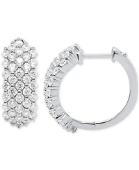 Forever Grown Diamonds Lab Grown Diamond Cluster Small Hoop Earrings (2 ct. t.w.) in Sterling Silver or 14k Gold-Plated Sterling Silver